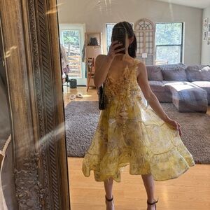 Zimmermann Harmony Asymmetrical Dress in Soft Yellow Floral